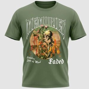 Paradise Lost Memories Faded Shirt 2XL NWOT Green Skeleton Rose Miami Rare
